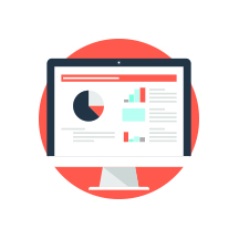 Illustration: a computer screen full of charts and graphs