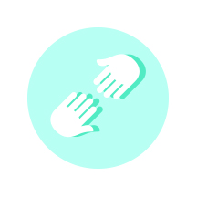 illustration: two white hands on a blue background reaching out to one another